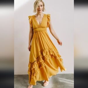 Baltic Born Jasmine Mustard Ruffle Maxi Dress XL